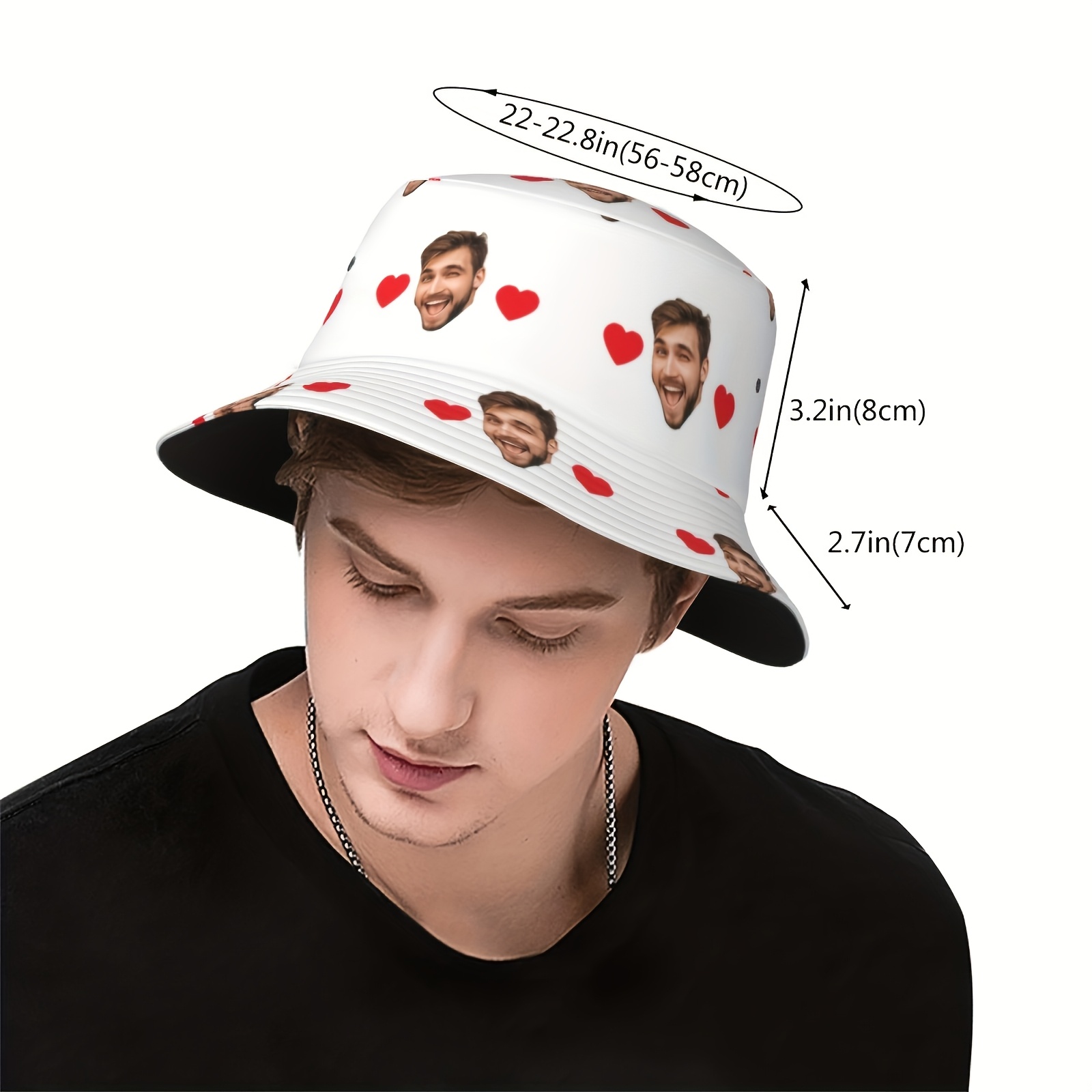 TEMU Sombrero de pescador personalizado, sombrero con foto personalizada, sombrero para playa, viajes, hombres y mujeres, divertido sombrero de