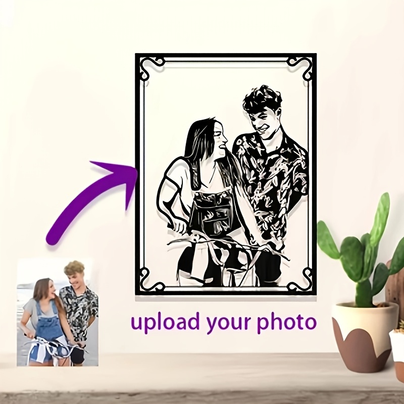 Custom Metal Wall Art - Personalized Photo Frame for Home Decor, Perfect Gift for Friends & Family, Modern Hanging Portrait Sculpture for Mother’s Day, Father’s Day, Graduation, Thanksgiving, St. Patrick’s Day - Indoor Vertical Wall Decoration with Ornate Frame Design, Large Wall Art