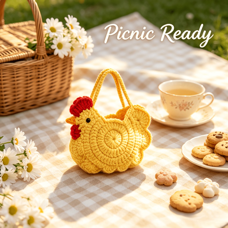Hand Crochet Chick Storage Bag, Mini Egg Handbag, Cute Knitted Chick Basket, Gift Decorative Storage Basket