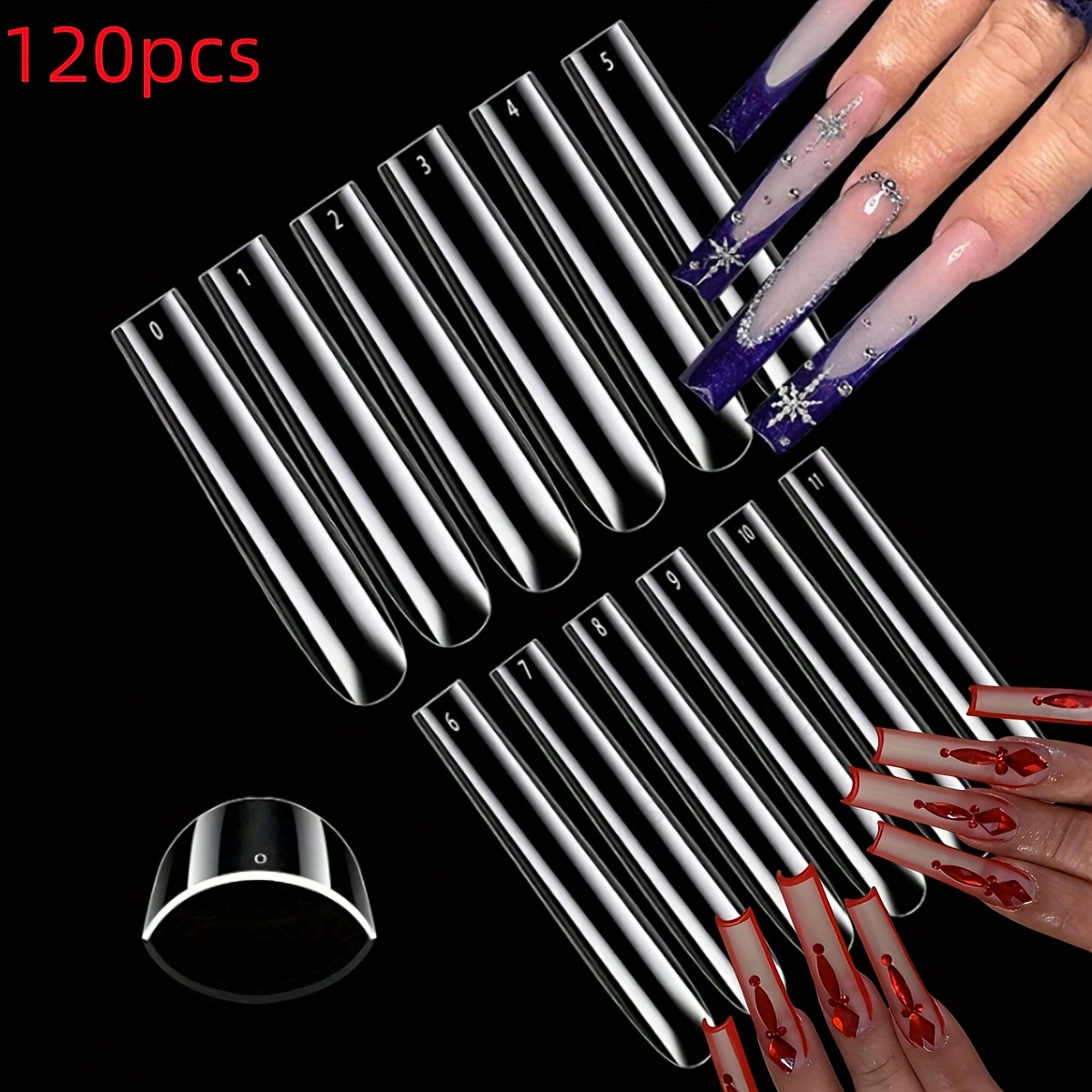 500Pcs Laromni False Nail Tips – C Curve Half Cover, Extra Long, French Style – DIY Acrylic