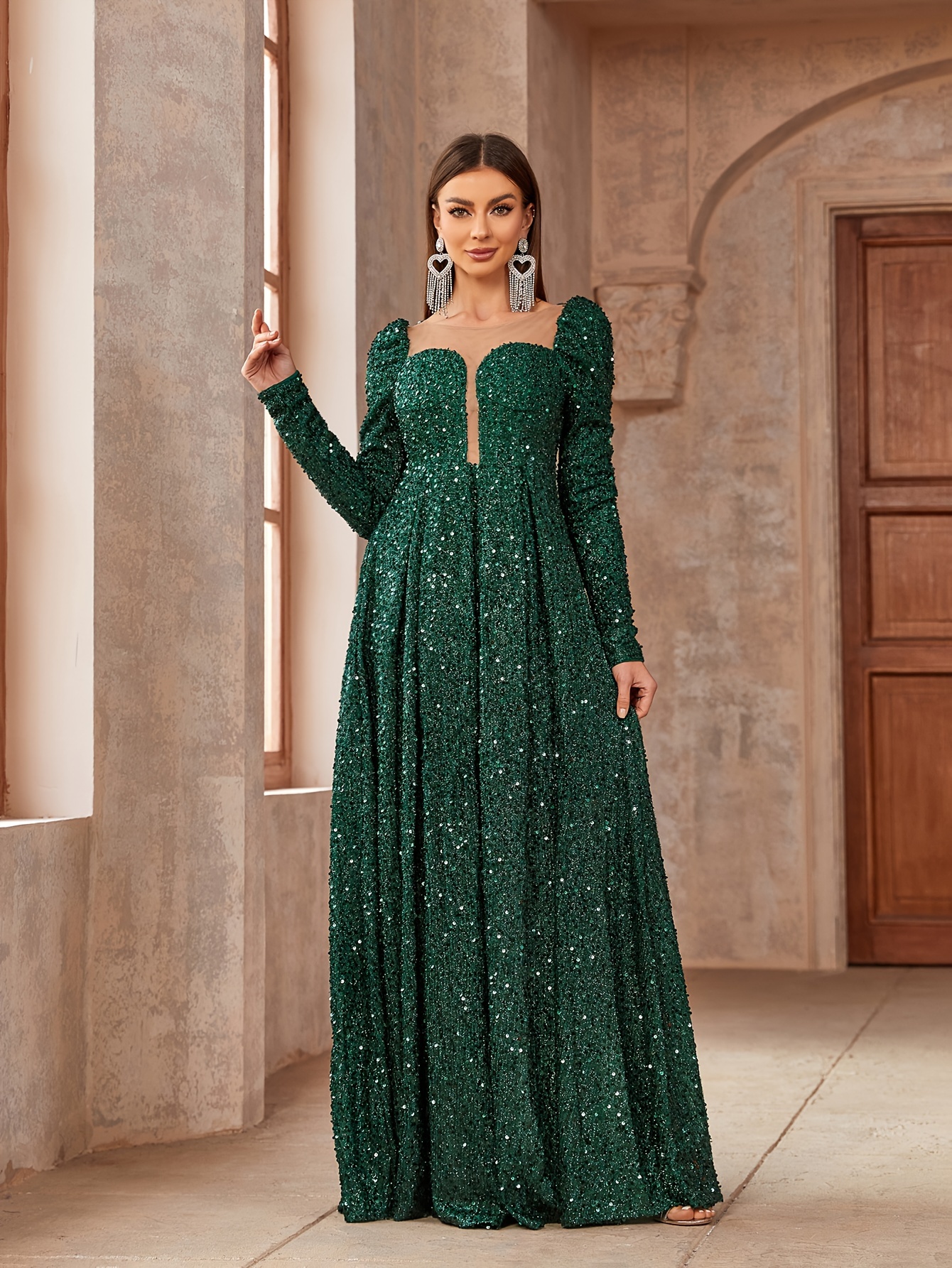 green linen midi dress Green Linen Belted Midi Dress main image 1