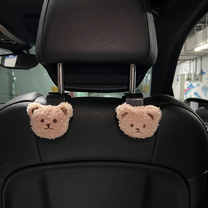 TEMU 2 crochets de voiture, motif d'ours de dessin animé, crochets de rangement multifonctionnels pour siège arrière, crochets de voiture décoratifs