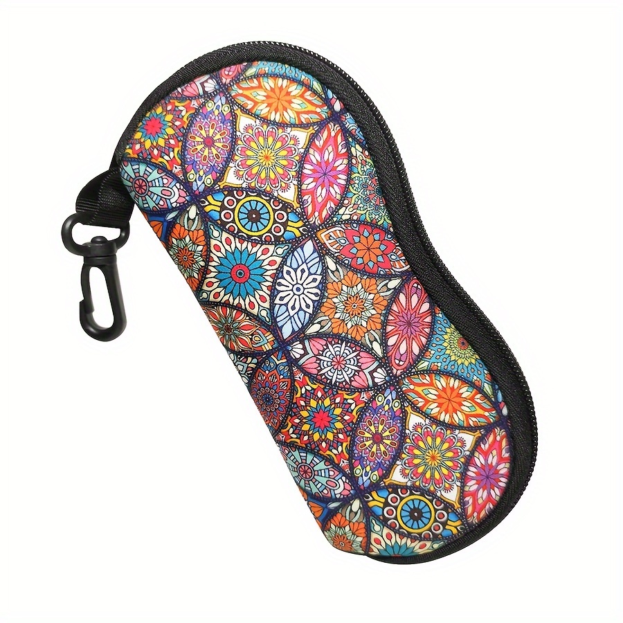 

Women's Floral Leaf Print Fashion Glasses Case - , Portable Neoprene Zippered Eyewear Pouch With Belt Clip