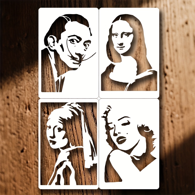 Image of 4pcs European Art Painting Stencils, 30x20cm, Reusable Templates For Fabric, Painting, Glass, Diy Crafts