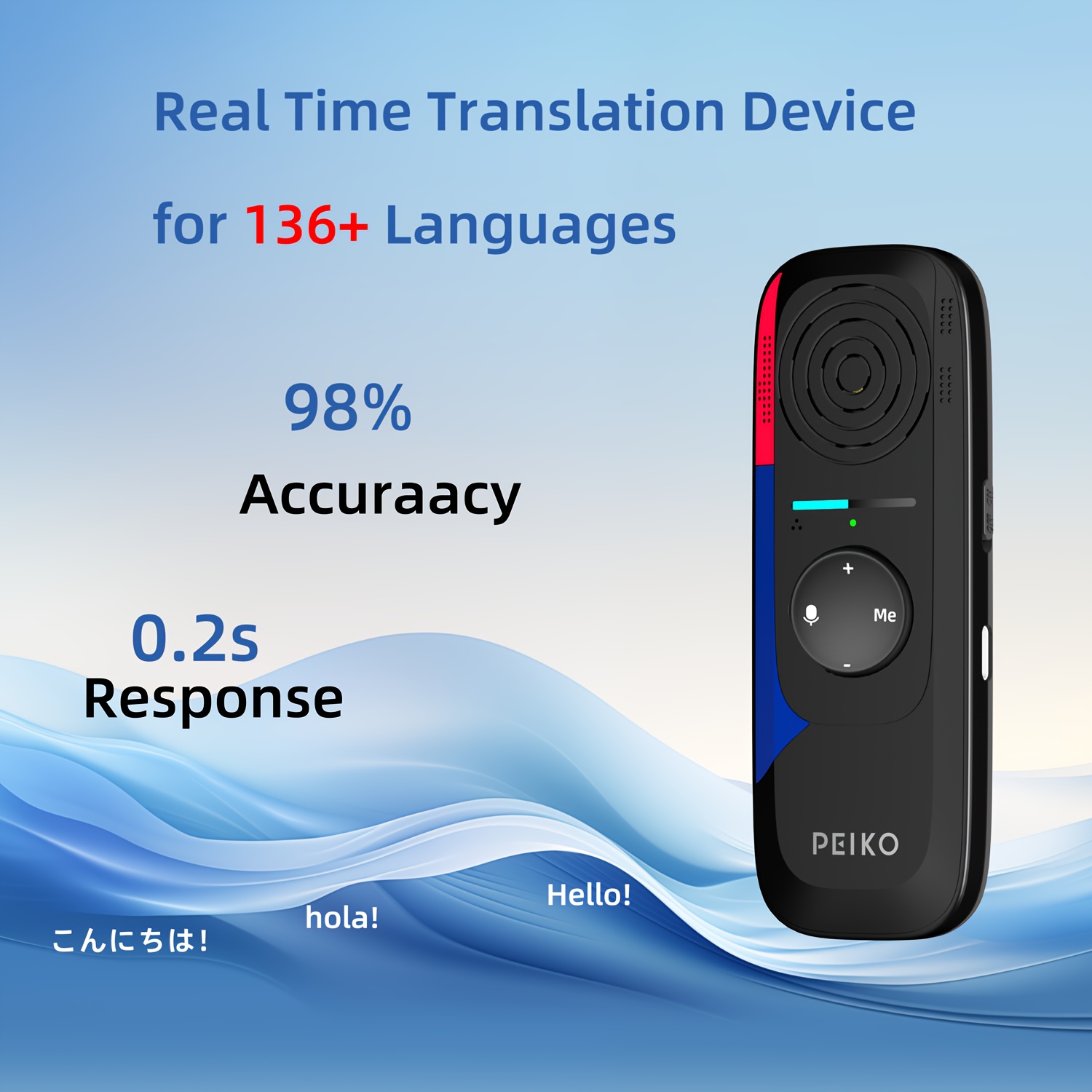 Dispositivo de traducción de lenguaje portátil, traductor instantáneo bidireccional, traducción de voz en línea a través de la aplicación, 136 idiomas soportados, dispositivo de traducción de alta precisión para viajes, negocios y aprendizaje. - Imagen 3
