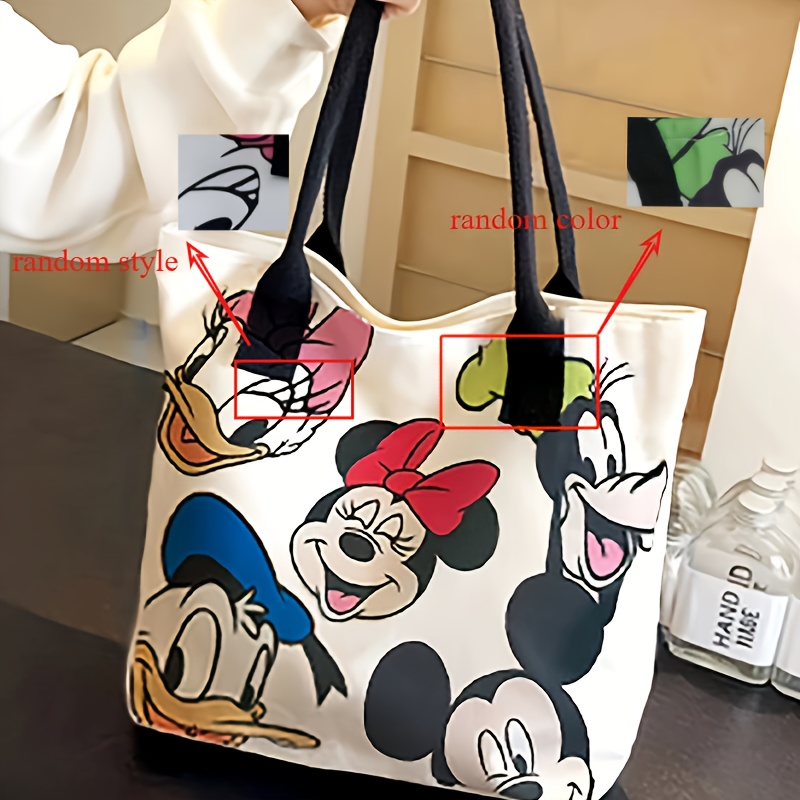 TEMU Bolso Bandolera Grande de de Mickey y Minnie - Diseño de Dibujos Animados Colorido, Bolso de y Bandolera Espaciosa para Compras, Viajes y Uso