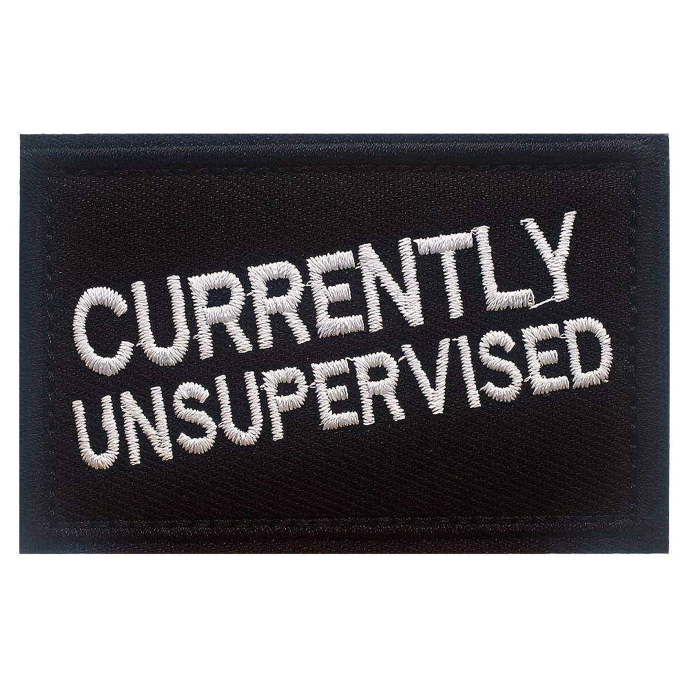TEMU Patch Ricamato Divertente e Umoristico "Attualmente Non Sorvegliato", Distintivo con Strappo ad Anello per Zaini, Gilet, Cappotti, ,