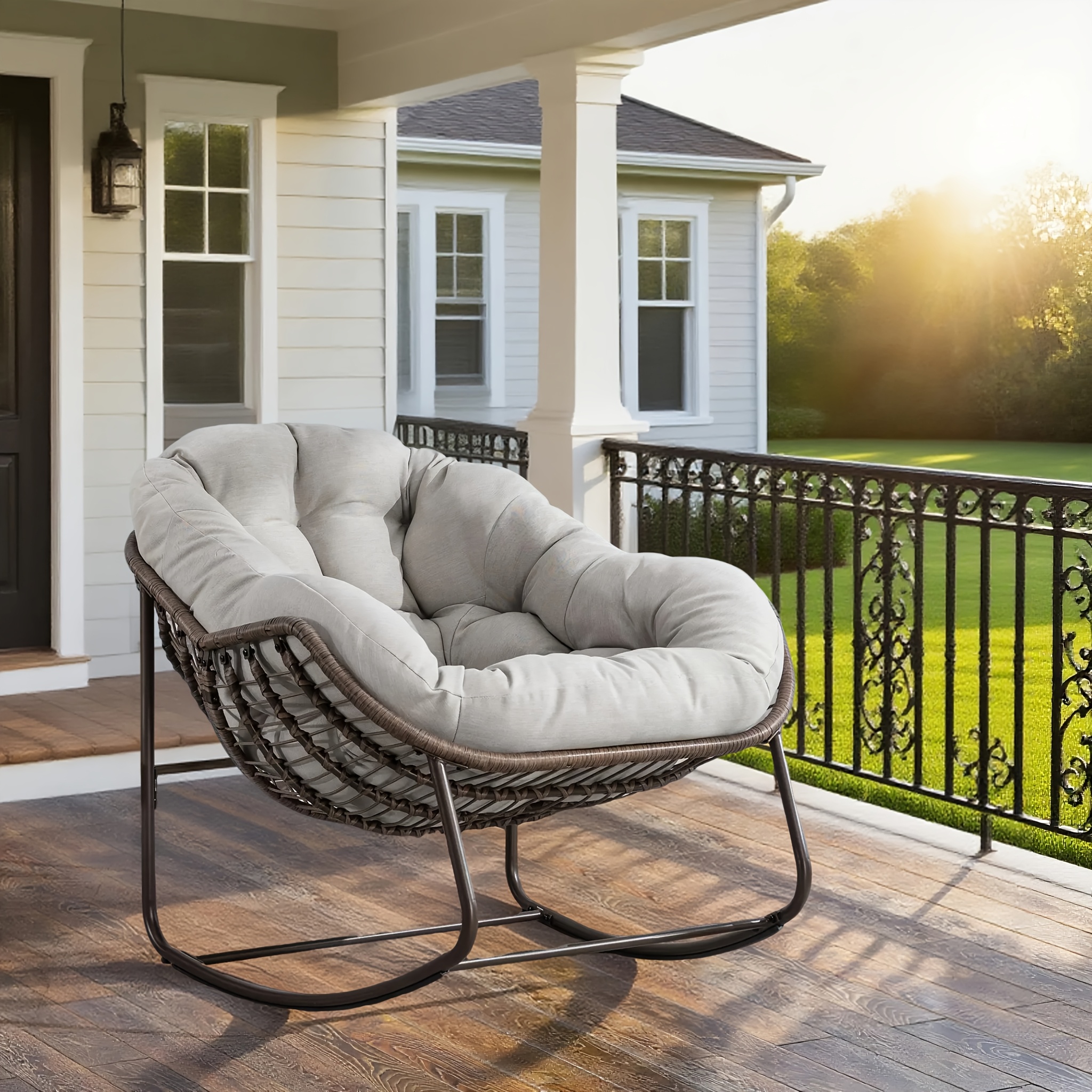 Front Porch Garden Rocker Seat LuxCraft High-Back Patio Porch