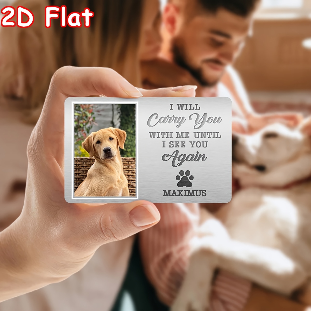 Personalized I Will Carry You with Me Until I See You Again Dog Cat Photo Wallet Card with Name Birthday Sympathy Gift for Pet Lover