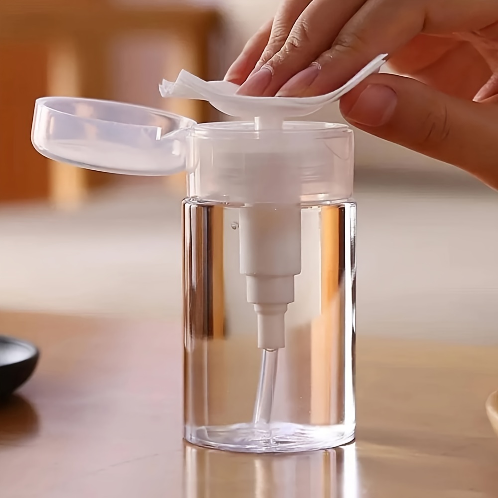 

1pc 200ml Transparent Cosmetic Container Pump Dispensing Bottle: Perfect For Carrying Makeup Remover, Toner And Lotion, Push Down Empty Lockable Pump Dispenser Bottle