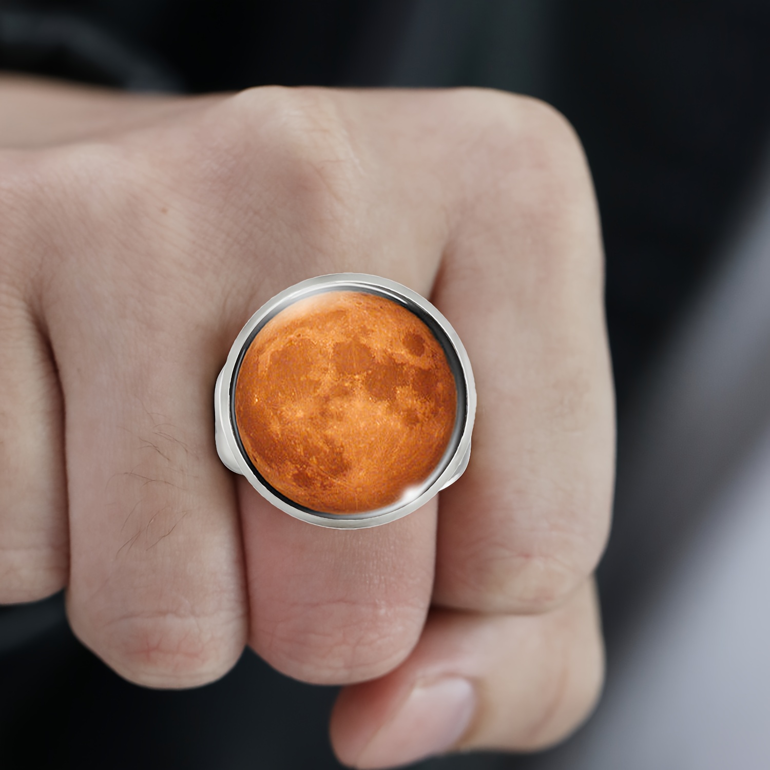 TEMU A Single Package (adjustable Ring Size Of 25mm Suitable For Men And Women), Featuring A Round Object With A Rough Surface In Color And A Black