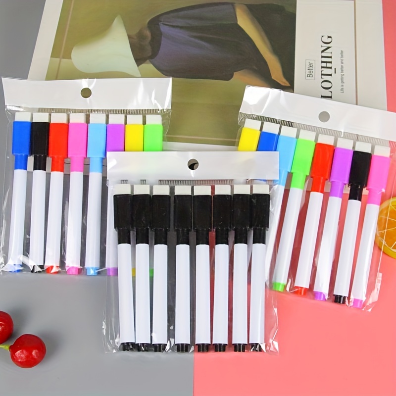 

8pcs/set Whiteboard Marker Pen, Small Drawing Pen Erasable Graffiti Brush Creative Stationery, 8 Colors Dry Erase