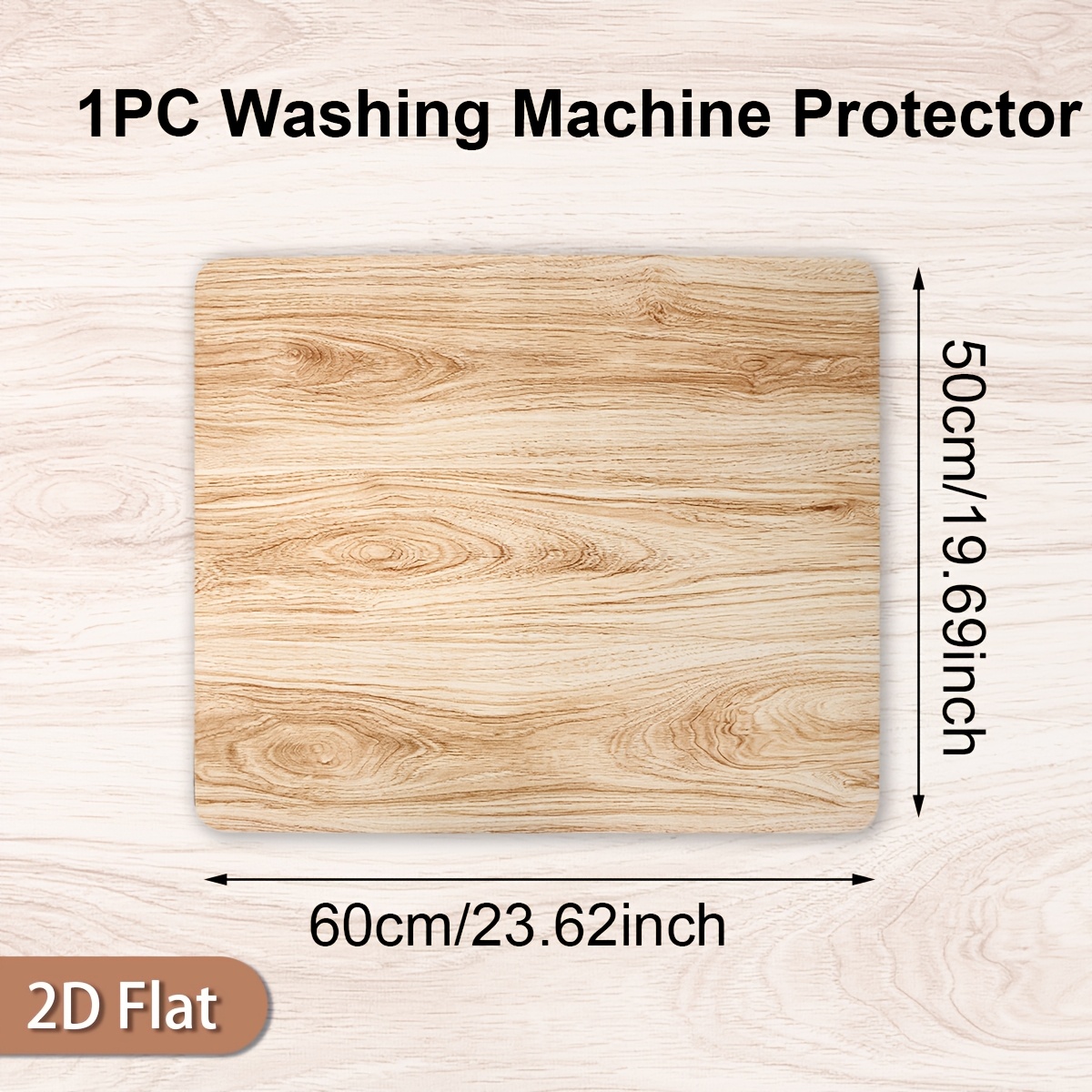 Image of 1pc, Washing Machine Top Protector, 60x50cm, Wood Grain Texture Washing Machine Protective Pad, Modern Top Covering, Suitable For Washing Machines And Microwaves, For Laundry Room And Kitchen Supplies