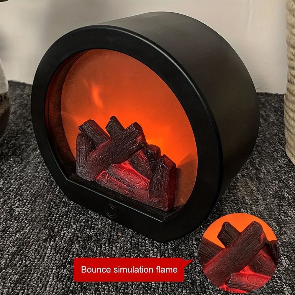 electric fireplace flameless realistic led fireplace lantern usb battery powered portable tabletop electric fireplace fire effect details 2