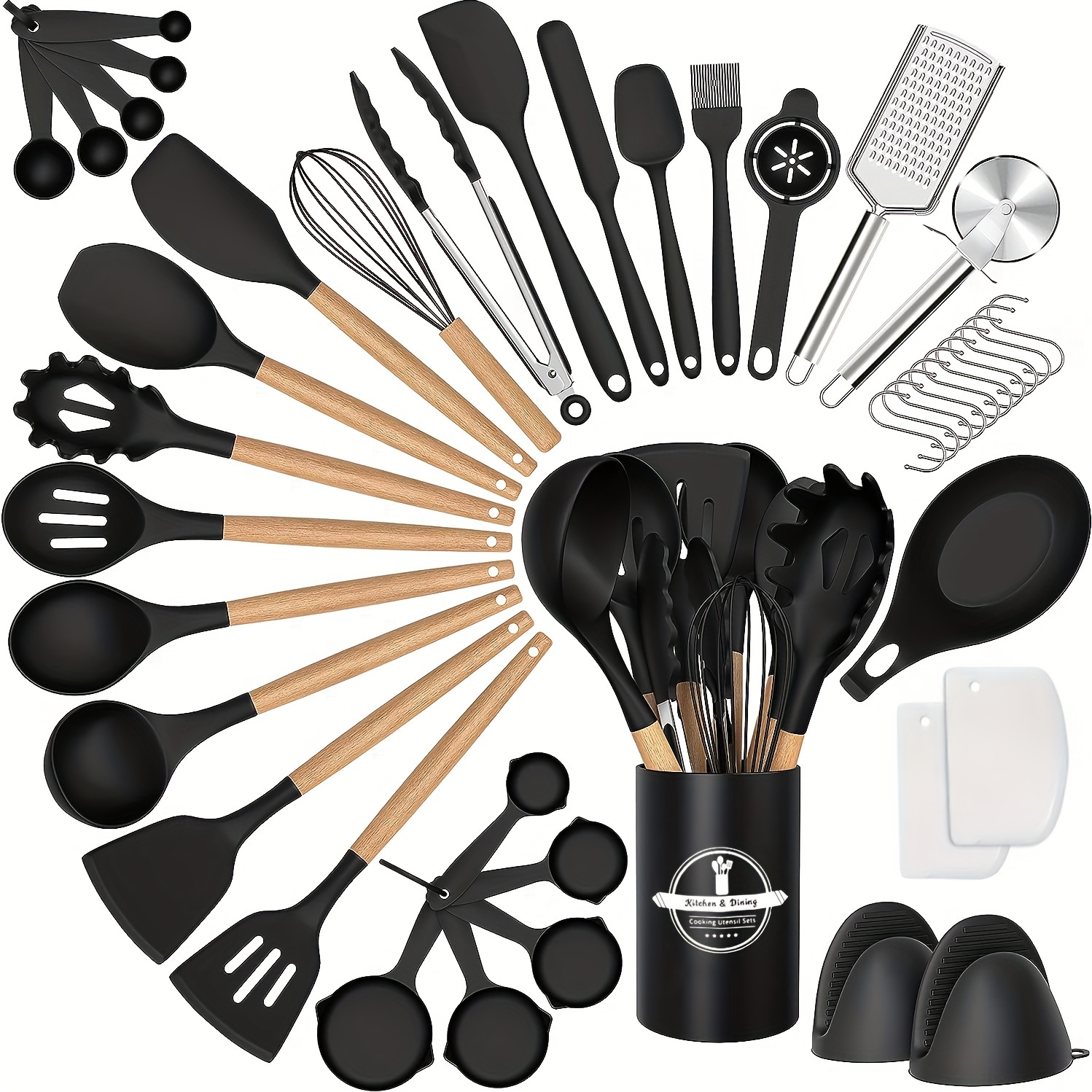 Juego de 12 utensilios de cocina de silicona para cocina, juego de  utensilios de cocina de silicona, juego de espátulas, utensilios de cocina,  juego