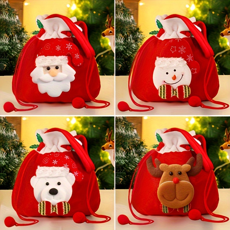 

Sacs Cadeaux de Noël avec Cordon - Père Noël, & | Pochettes Festives pour Pommes & Bonbons pour Fêtes & Décorations