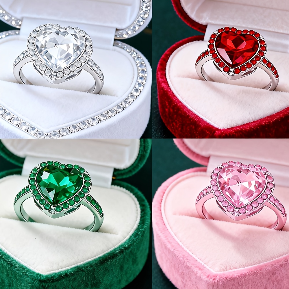 TEMU 4pcs Temperament Elegant Love Ring Women Jewelry Set, Women' Ring Set, Sweet Elegant Style, Gift For Women, Dating, Back To , Christmas,