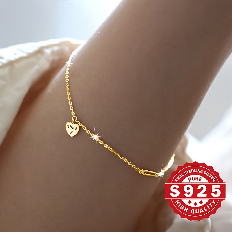 

's Bracelet, S925 Silver, Golden Color, Fashionable And Luxurious, Suitable For Valentine's Day, Anniversary, To Love To Wife, Girlfriend, Suitable For Daily Commuting Wear, Low Allergy 1.45g