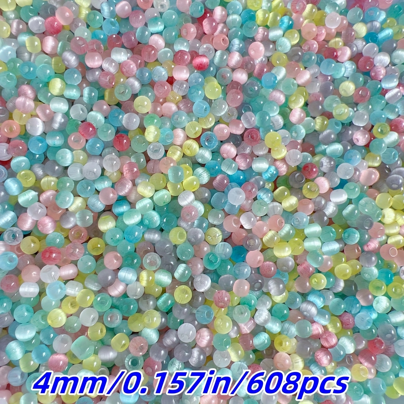 E-shop 608 Stücke 4mm mehrfarbige Glas-Katzenaugen-Perlen mit geradem Loch, runde Perlen und dekorative Perlen sind die perfekte für die