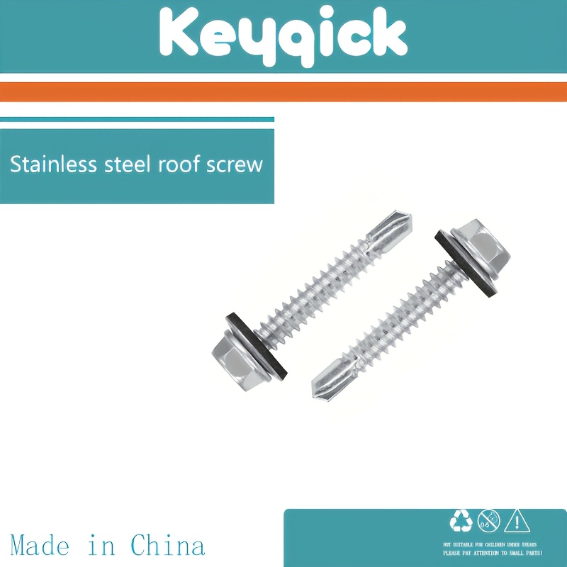 TEMU 100/300pcs #10 X 1 Inch Hex Head Roof Screws With Washer, Self-tapping Wall Panel Metal Plate Screws, Coverage, Din , A-grade, Flange Head,