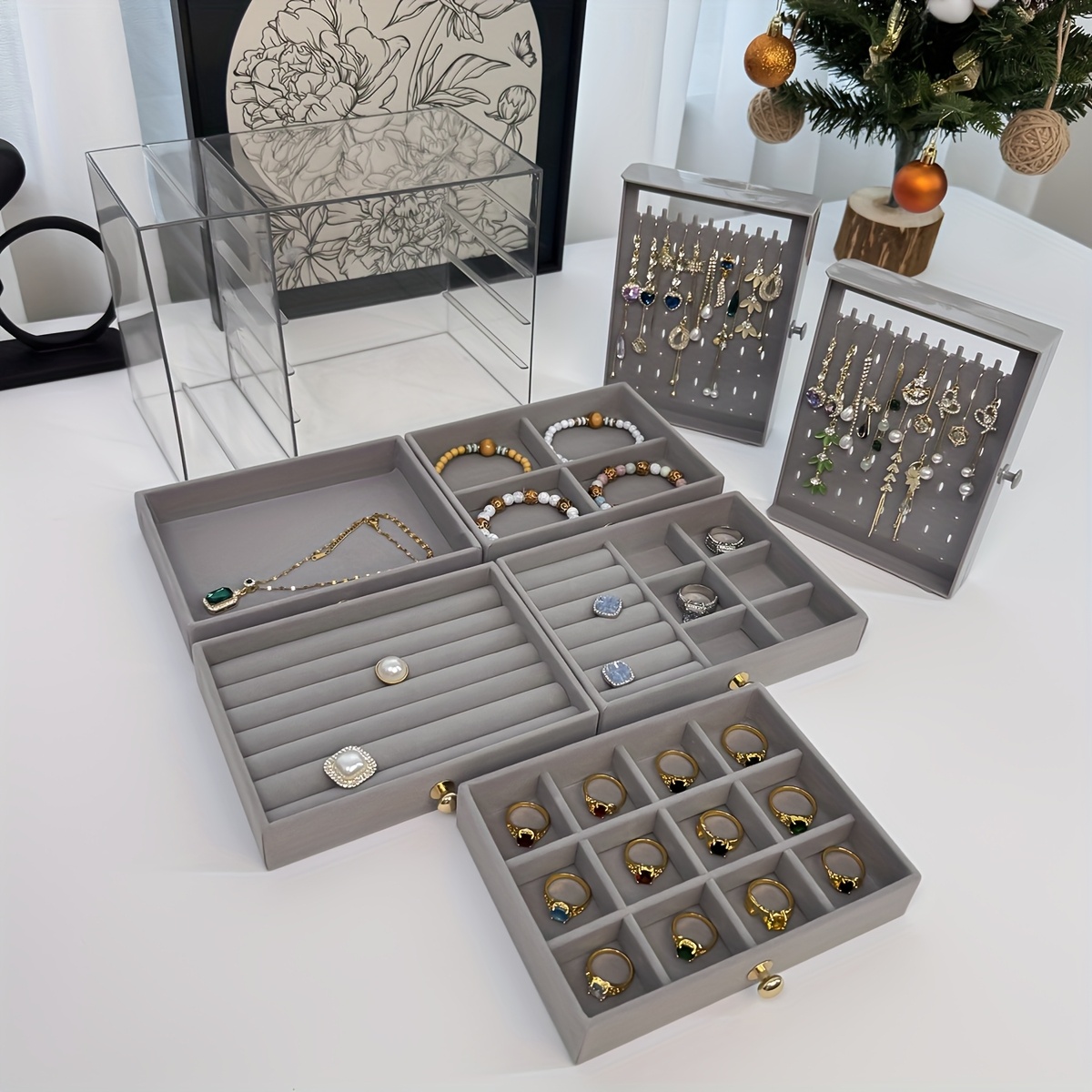 7 compartment jewelry organizer box multi layer plastic storage with secure   closure elegant octagonal design for bracelets necklaces rings earrings christmas gift for women jewelry gift box   Product details 6