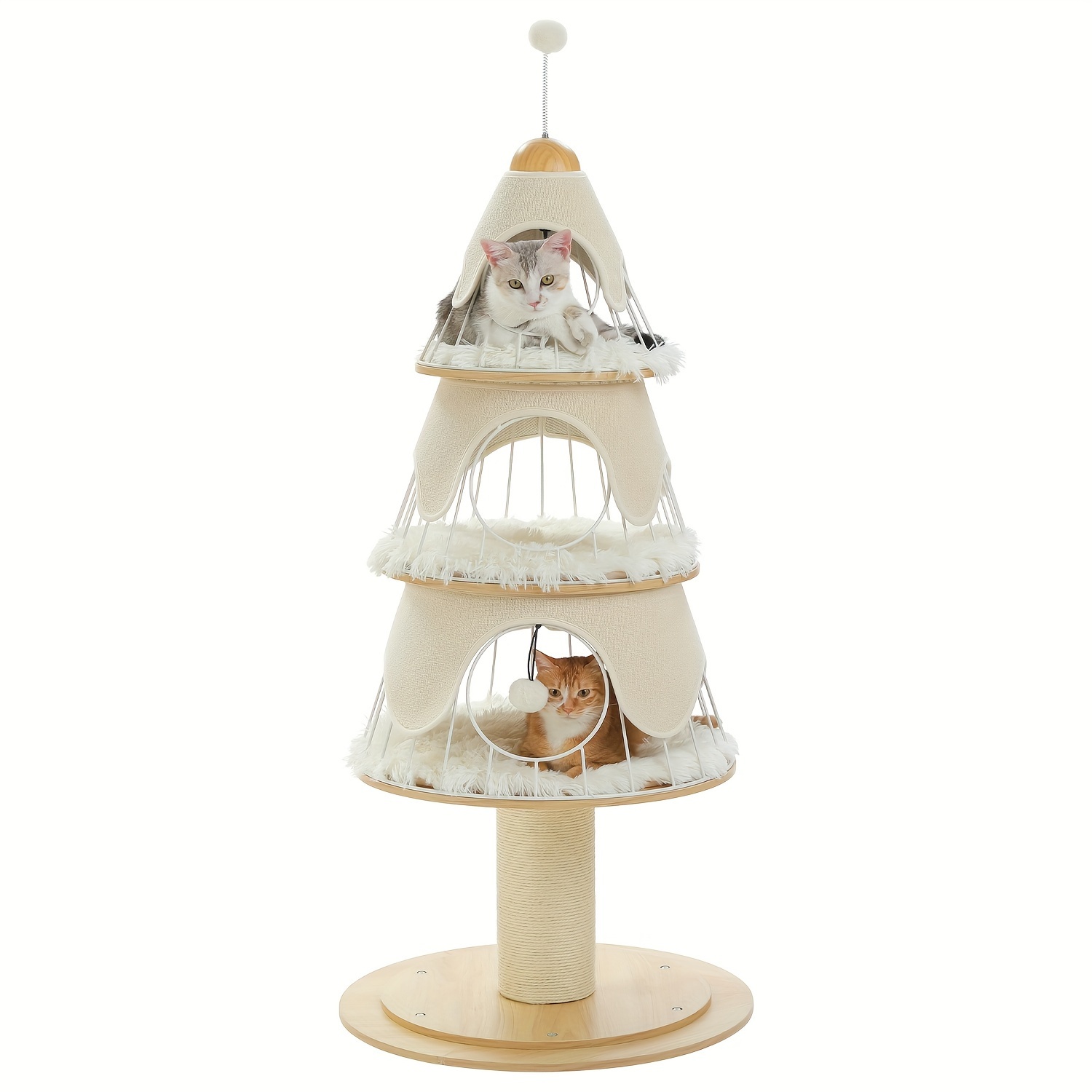 51-Inch Multi-Level Cat Tower With Hammock & Perches - Plush Condo For Kittens & Small Cats