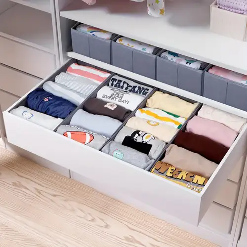 Schubladen-Organizer für Kleidung, kompatibel mit PAX 100x58cm Schubladenschrank, faltbare Schrank-Organizer Aufbewahrung, Kommoden-Einteiler, Grau