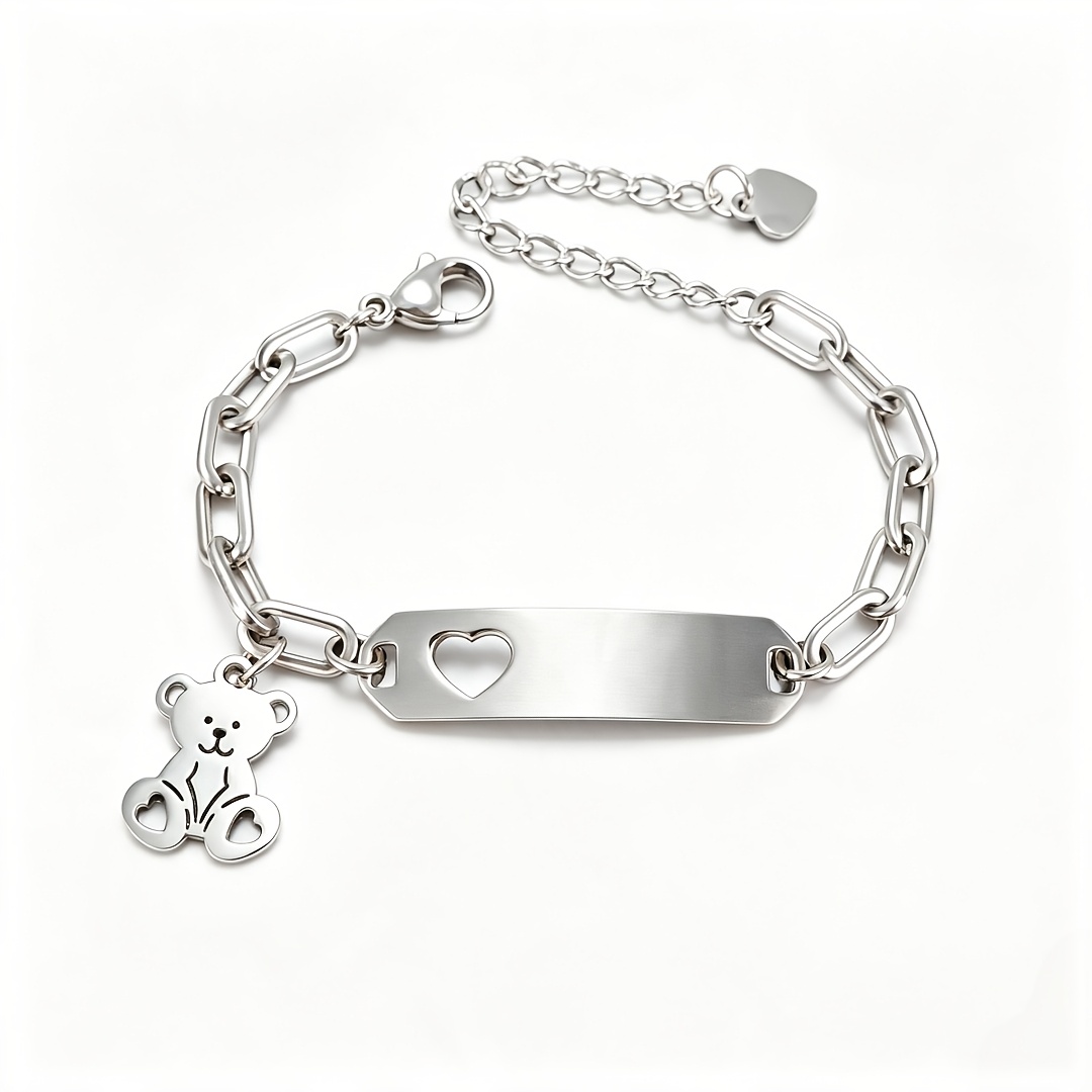 TEMU 1 pièce, Bracelet tendance S's en acier inoxydable 304 avec pendentif de dessin , pour filles et garçons, de nom disponible, cadeau créatif pour