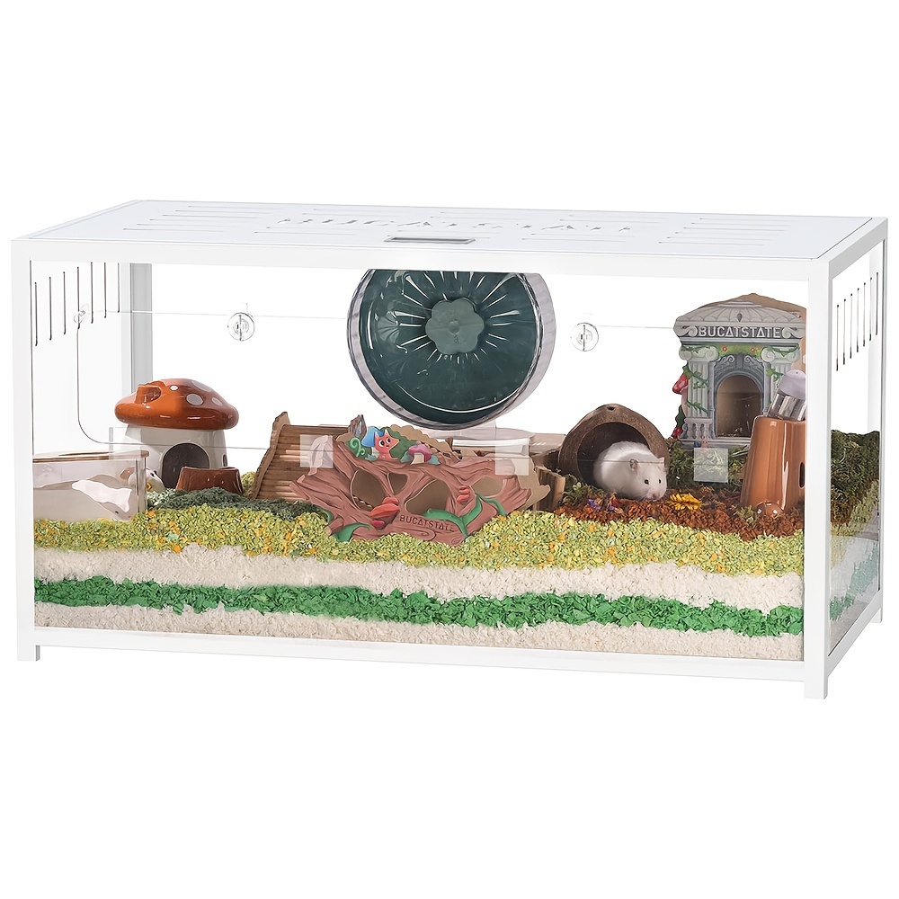 BUCATSTATE Acrylic Small Animal Cage, Stackable Habitat With Deep Base