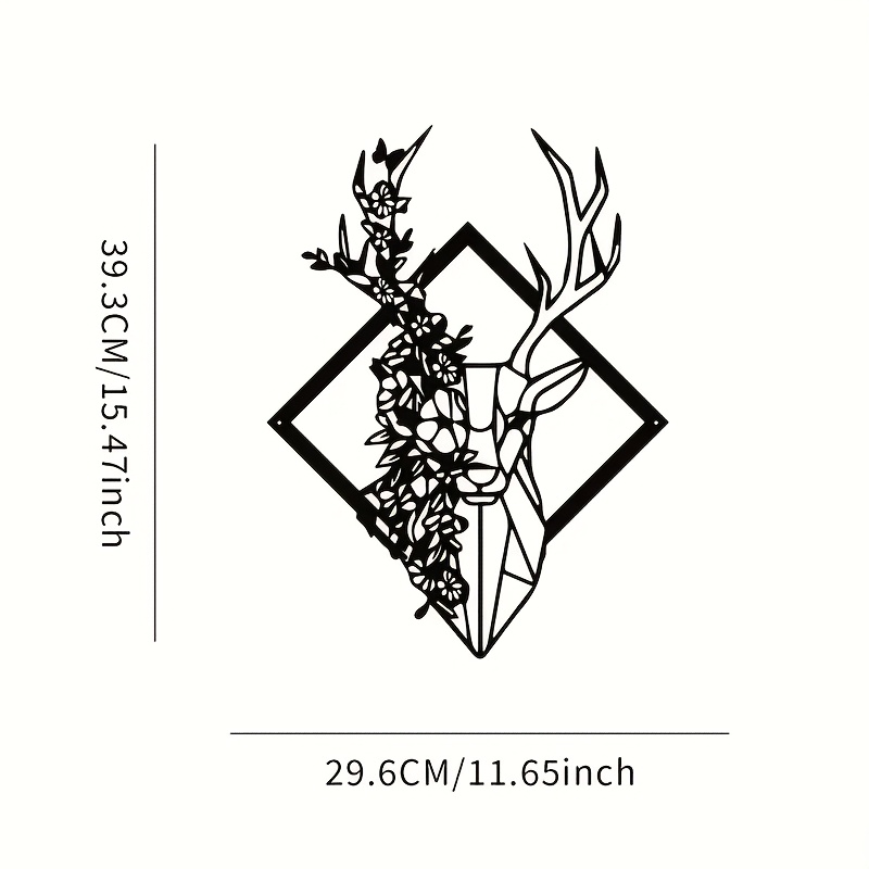 Image of 2d Flat - 1pc Large Metal Deer Wall Decor Decoration 2d Plane, Decor, Hunting Decor, Suitable For Home Bathroom Bedroom Cabin, Modern Artist For Home Decor Wall Decor