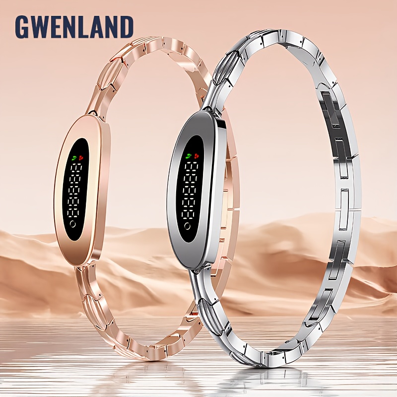 GWENLAND 1pc Smart Bracelet, Smart Band, Smart Watch, Supports Wireless 5.2, Pedometer, Sleep Monitoring, Multiple Sports Modes, Women'S Health, Remote Photography, Metal Watch Band, Women'S Additions, USB Charging