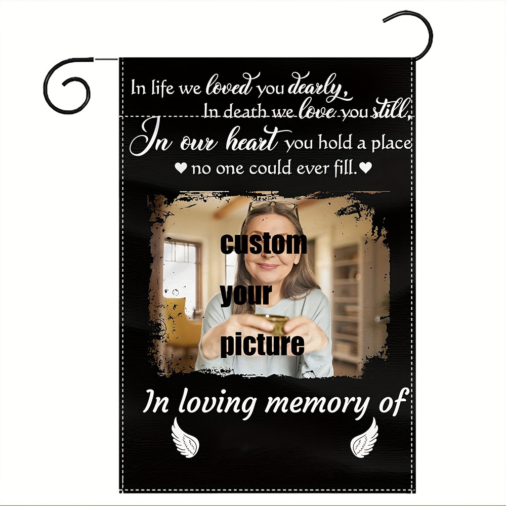 

Custom Photo Memorial Garden Flag - Double-sided, Linen Yard Banner For Loving Memory Decorations (no Metal Stand) 12.2x18.1 Inch