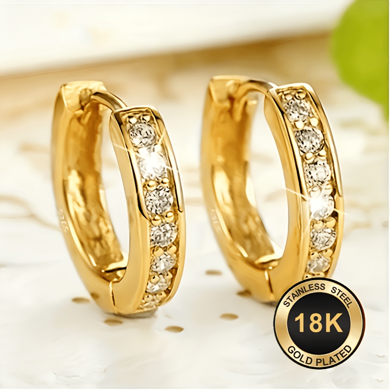 Women's 18K Gold-Plated Hypoallergenic Round Ring Earrings