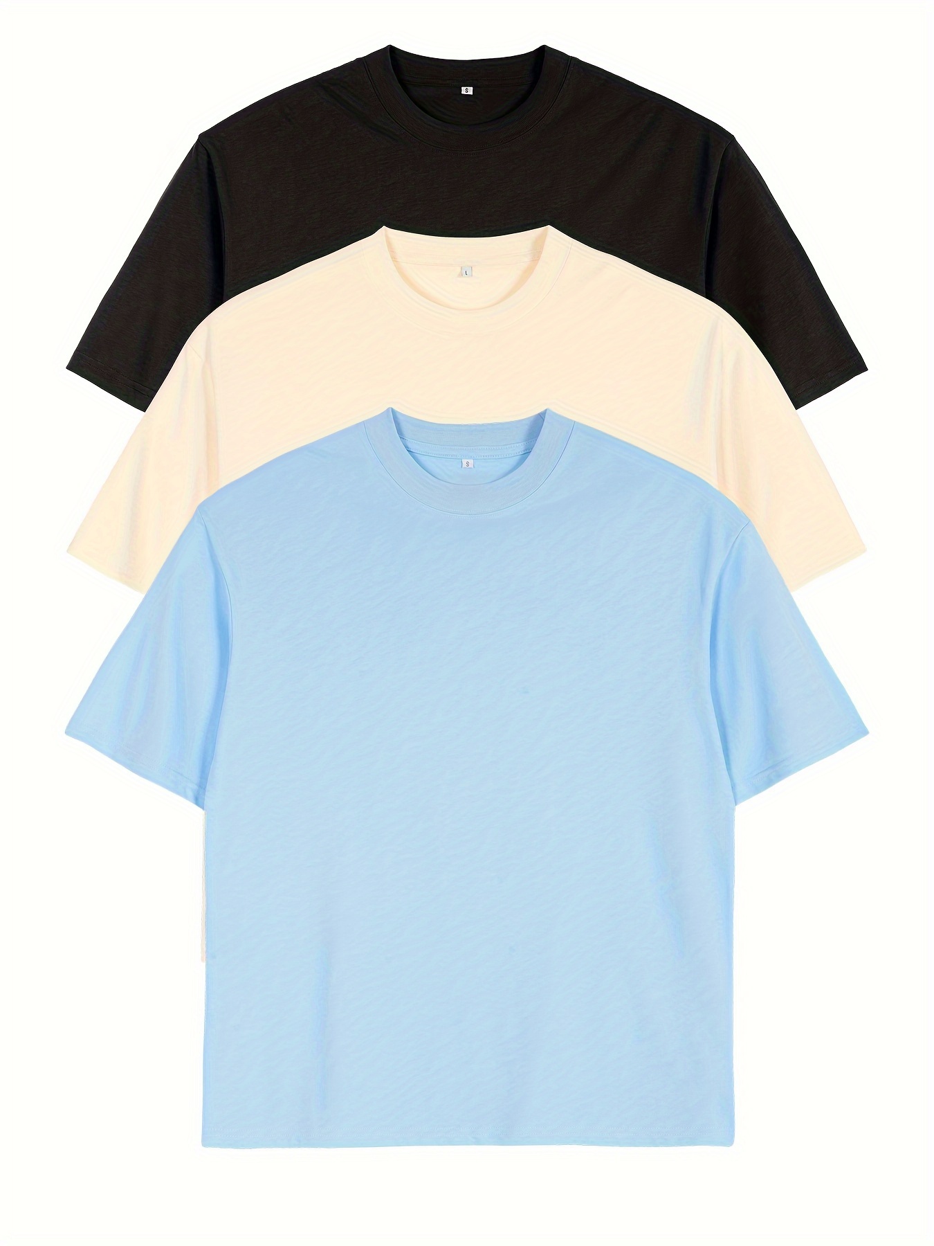 3pcs mens oversized 100 cotton t shirts solid color short Temu