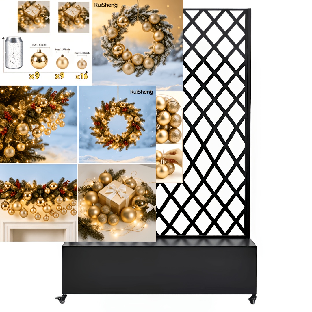 TEMU Ensemble de 34 boules de Noël à paillettes dorées, 3 tailles : grandes, moyennes et petites, décorations d'arbre - Décorations de boules de Noël