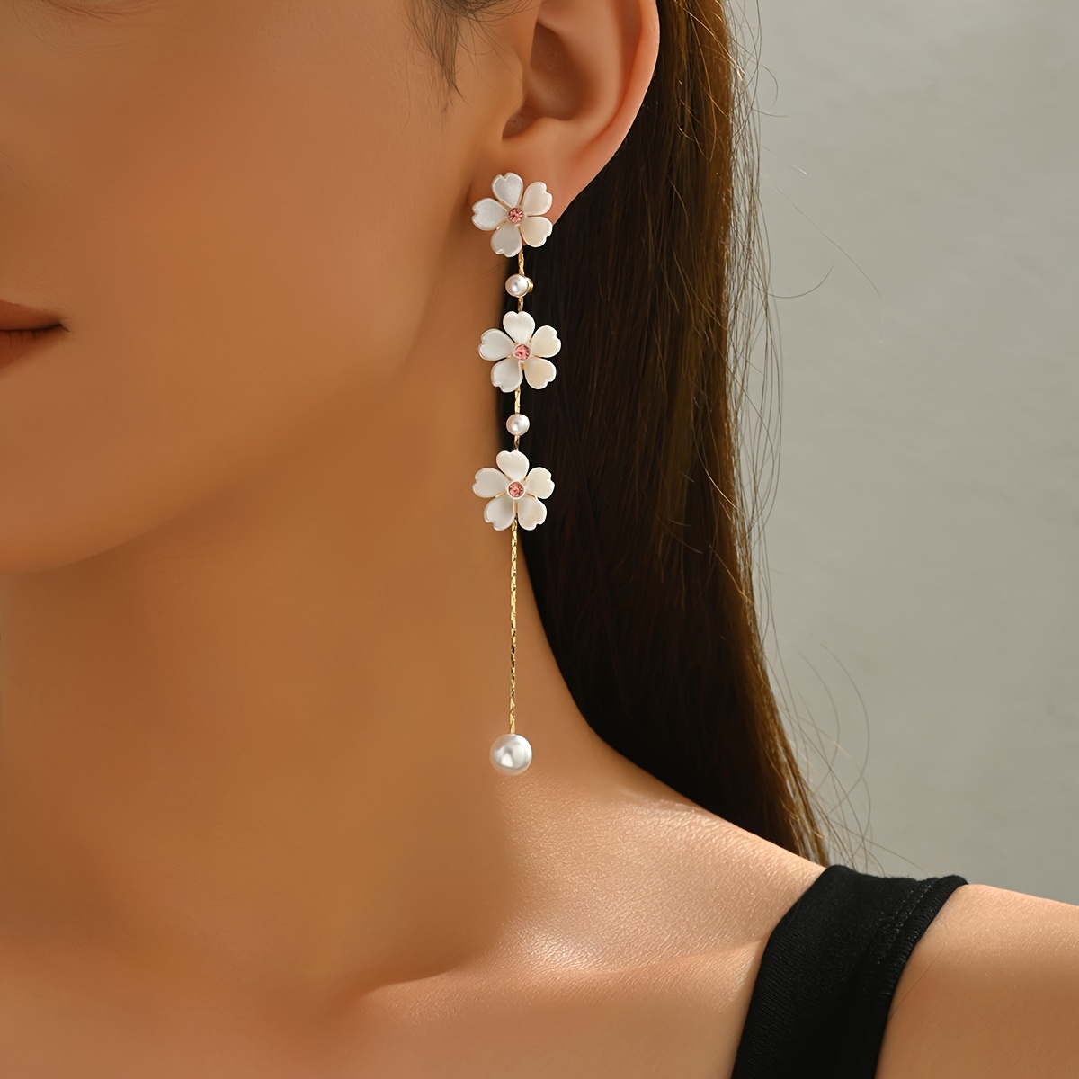 1pc Summer New Arrival Creative Flower Tassel Long Elegant And Versatile Fashion Earrings