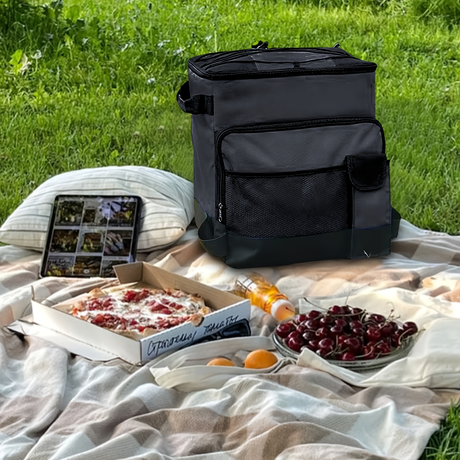 11.36gal Large Heavy-Duty Leakproof Insulated Cooler with All-Terrain Wheels - Extra Wide Opening, Side Pockets - Heavy-Duty Construction for Camping, Beach, Tailgating, Parties - Ideal Gift for Dad, Father's Day, Outdoor Adventures, Party Supplies, Sturdy Handle, Durable Build, Rolling Cart, Party Hosts