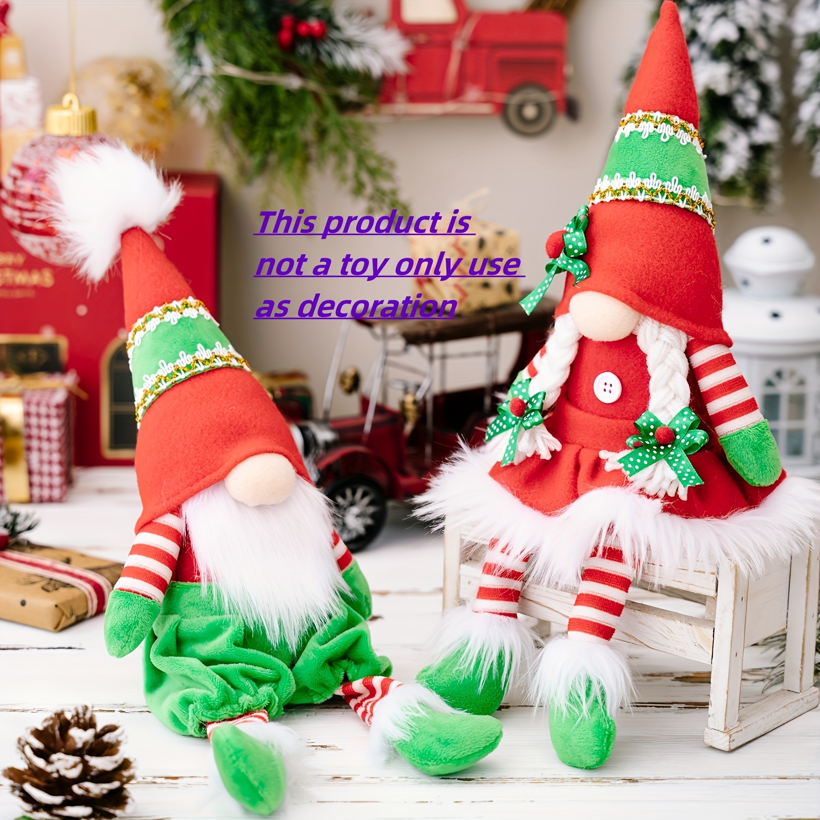 Christmas Gnome Decoration Desk Decoration Christmas Elf Decoration  Interior Christmas Decorations Home Decor Gnome Plush Collectible  Figure(2Pcs) 