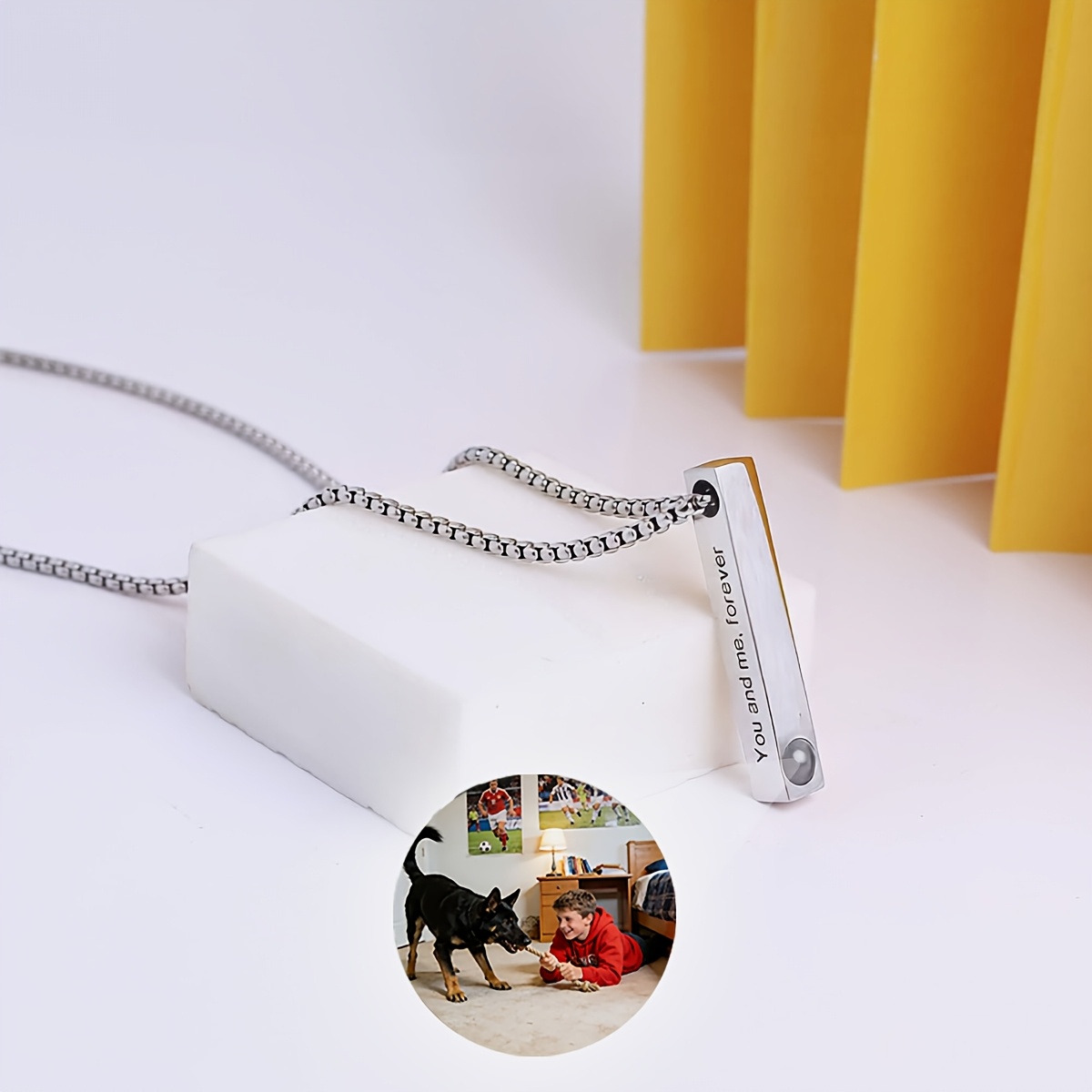 TEMU Collana Pendente 3D Personalizzata in Acciaio Inossidabile 304L per , Placcata Oro 18K, Incisione Personalizzata + Foto - Regalo per il Tuo
