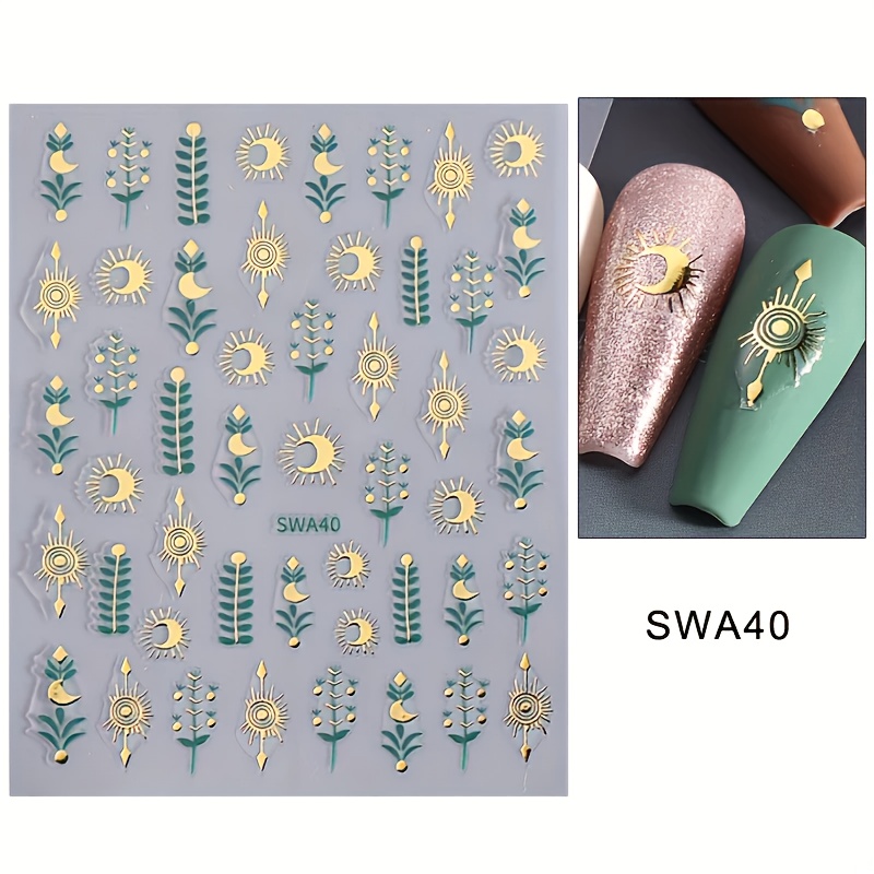 Starburst Leaf 3d Adhesive Nail Stickers
