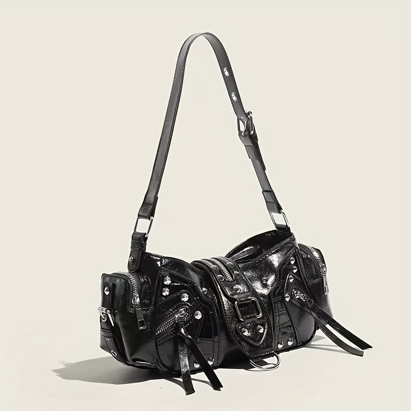 Underarm Bag With Retro Rivets In A Niche American-style Spicy Design, Fashionable Crossbody Style