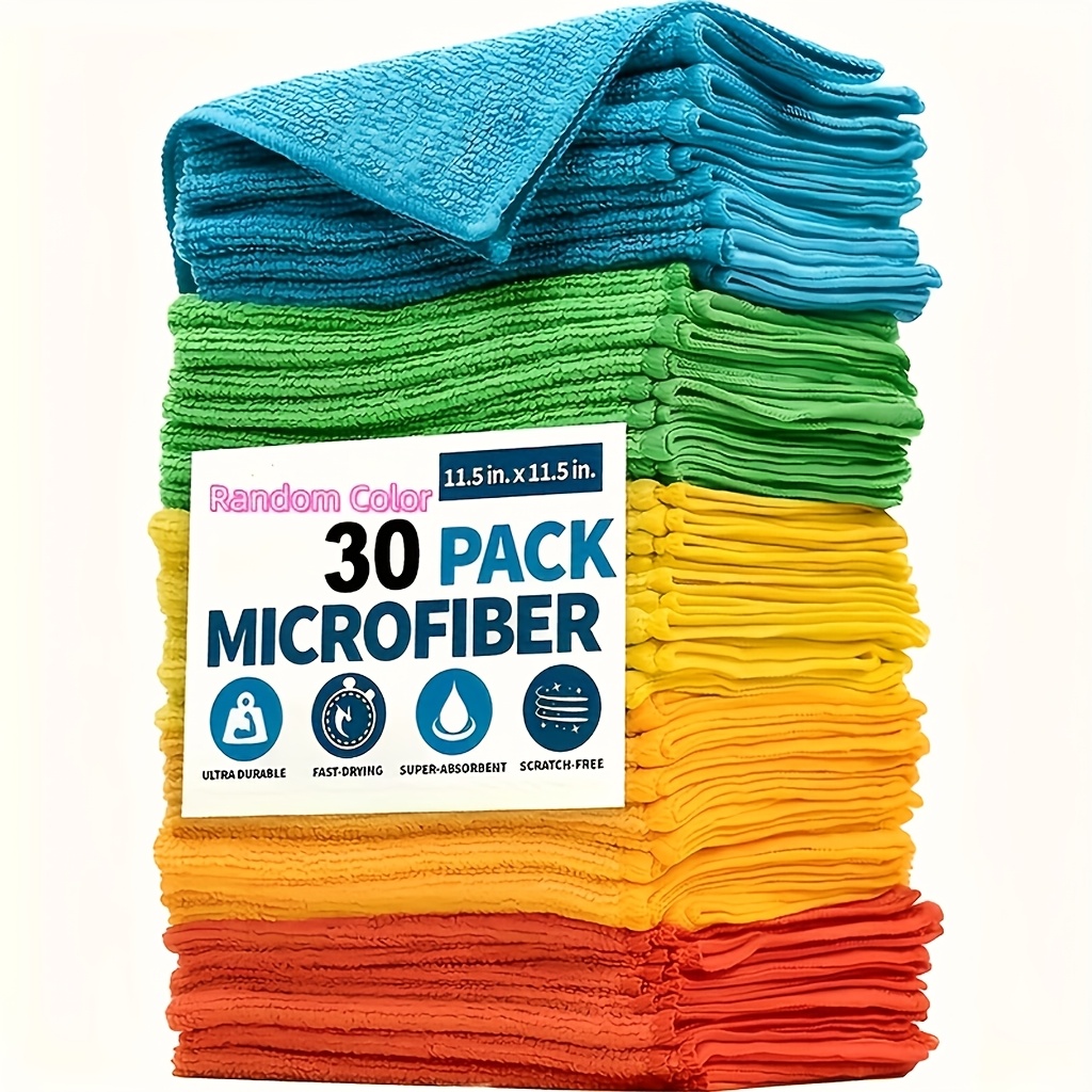 TEMU 30-pack Fibre Cleaning Cloth, Towel, Suitable For Home And Kitchen, Durable And Absorbent, Ideal For Living Room, Bedroom, Bathroom And