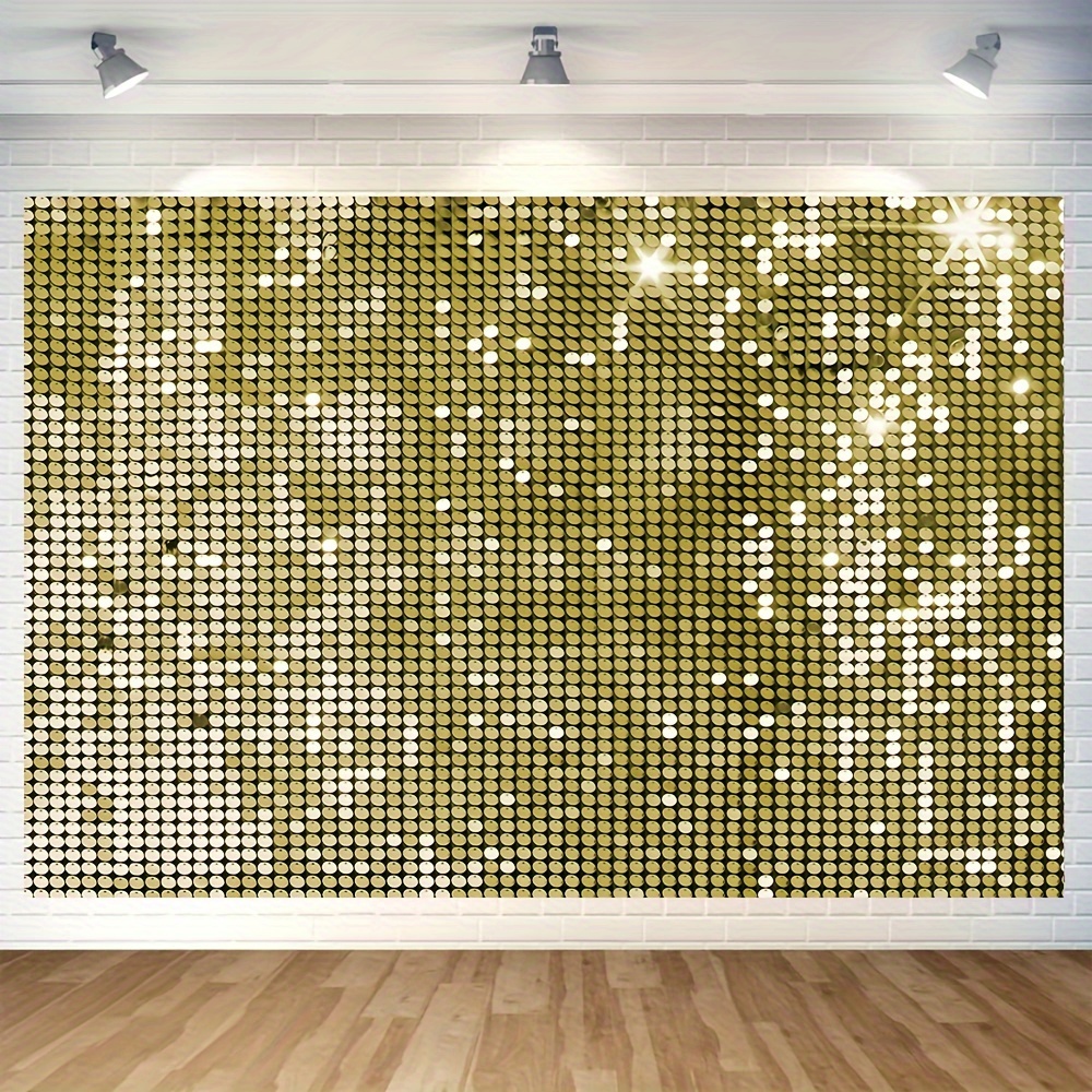 

1pc, Golden Glitter Glitter Stars Vinyl Backdrop - Great For Weddings, Wall Sign Photo, Great For Photography, Holiday Party Supplies, Decoration - Wedding Theme - Available In 2 Sizes.