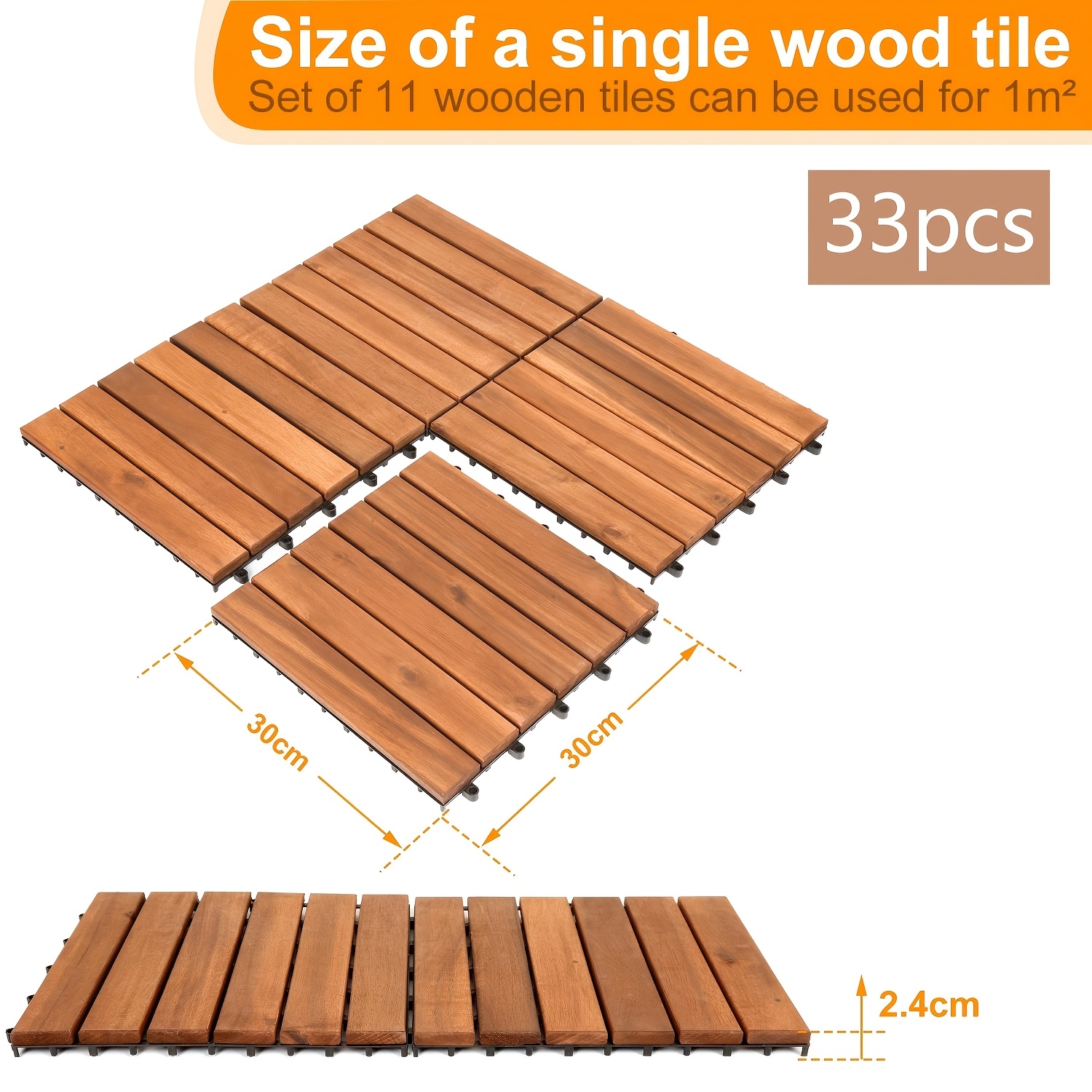 Image of Outdoor Floor Tiles, Meters, 30 X 30cm (33pcs). Suitable For Interlocking Outdoor Garden Tiles For Patios, , And Pool Areas. 5 Meters Long, Cut To Size