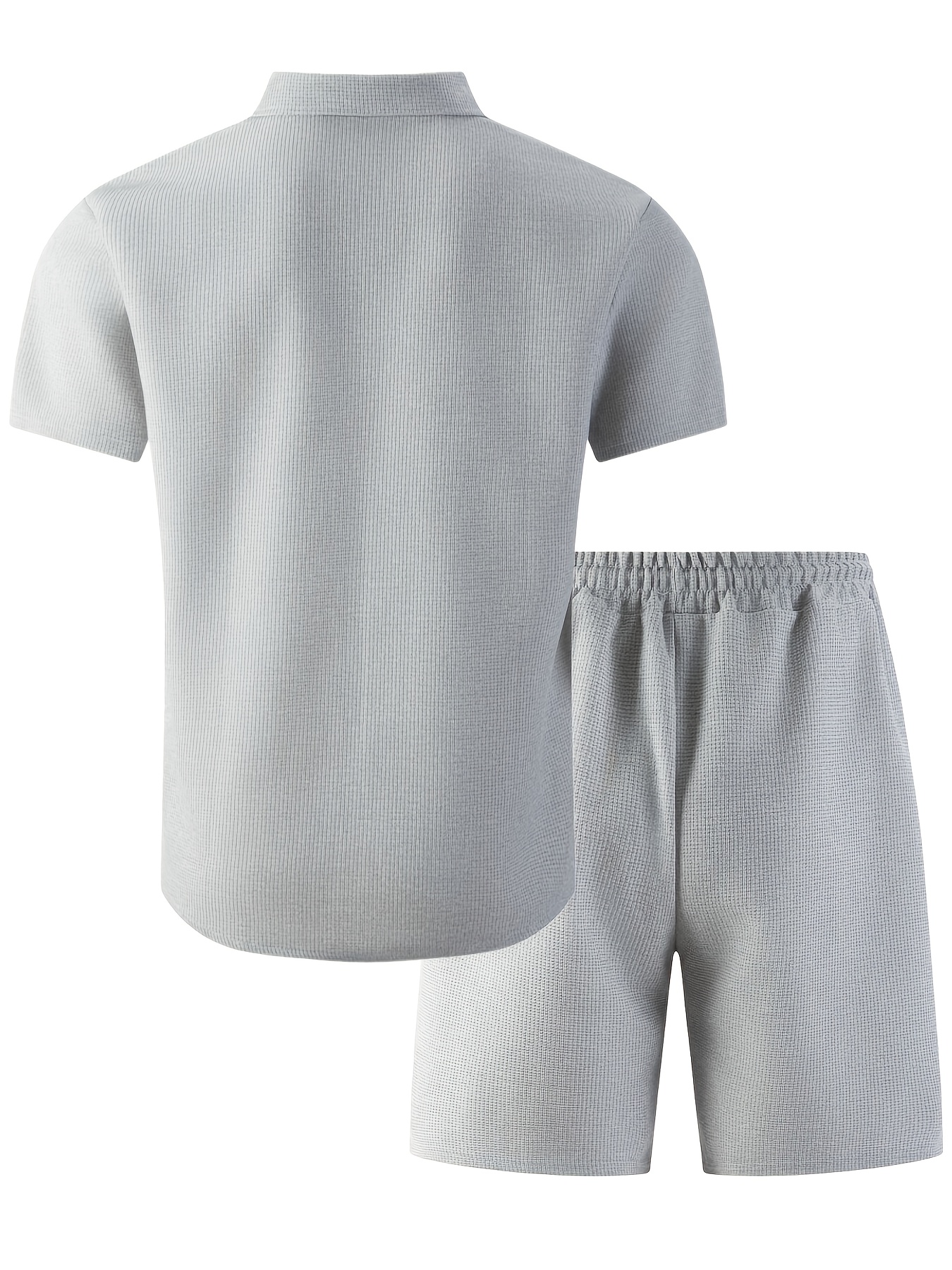 Men'S Waffle Knit Chest Pocket Short-Sleeve Shirt + Athletic Short-Sleeve Set