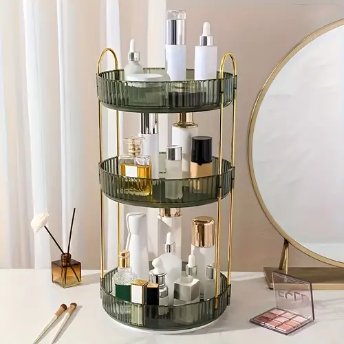 1pc large capacity 360 degree rotating makeup storage box skincare perfume bathroom items provides clear storage space for vanities and countertops your makeup and beauty products organized and easy to access