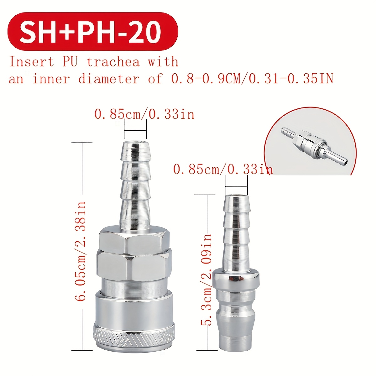 TEMU Conexões rápidas de 1/4" para de ar - Metal, , Roscas Universais para Compressores de Ar, Ferramentas e Bombas de Ar, Acessórios para