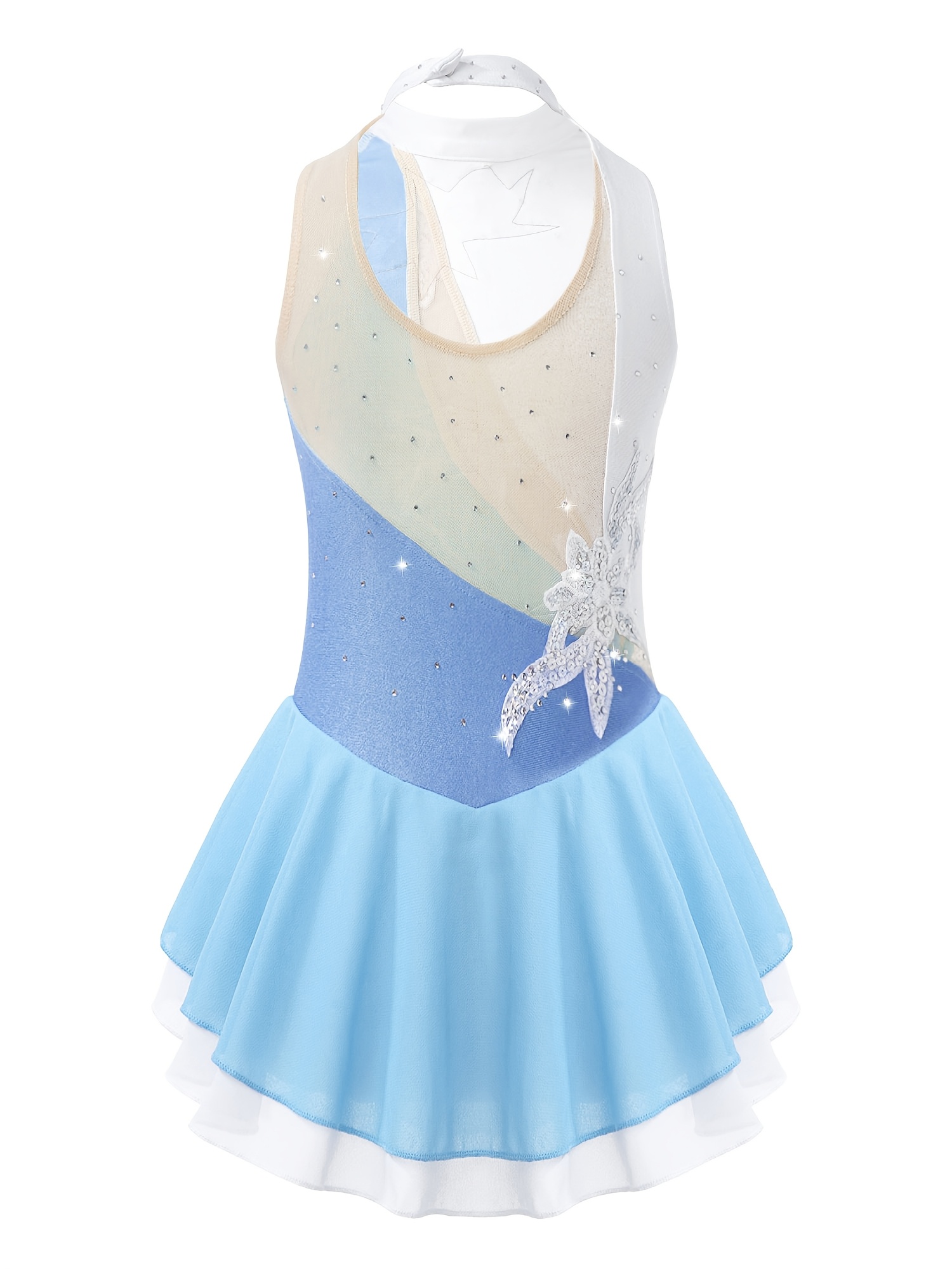 sachin and babi light blue dress Kids Girls Outfits Sets Costume Sequins Tutu Dress Built-In Crotch 2Pcs  Halter main image 1