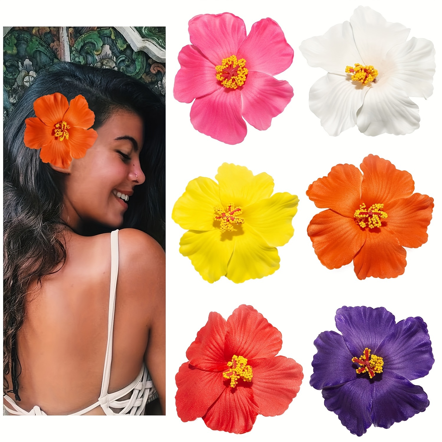 

-chic Hawaiian Flower Hair Clip - & Hibiscus Design, Beach Vacations & Parties