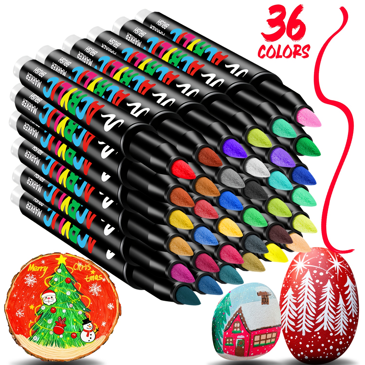 60 36 colors acrylic paint markers acrylic paint pens brush tip automatic ink control fabric markers for rock metal   canvas ceramic plastic art craft professional paintings